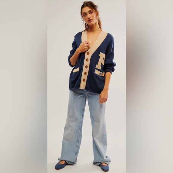 Free People Sweaters - Free People Found Varsity Contrast Cardigan Small